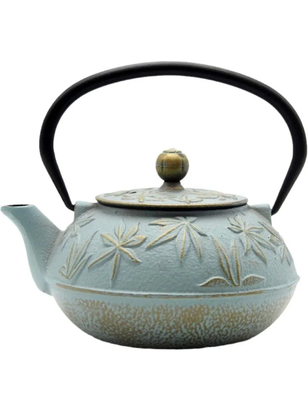 Blue Cast Iron Kitchen Japanese Teapot 30.4oz Stovetop Maple Leaves  Infuser